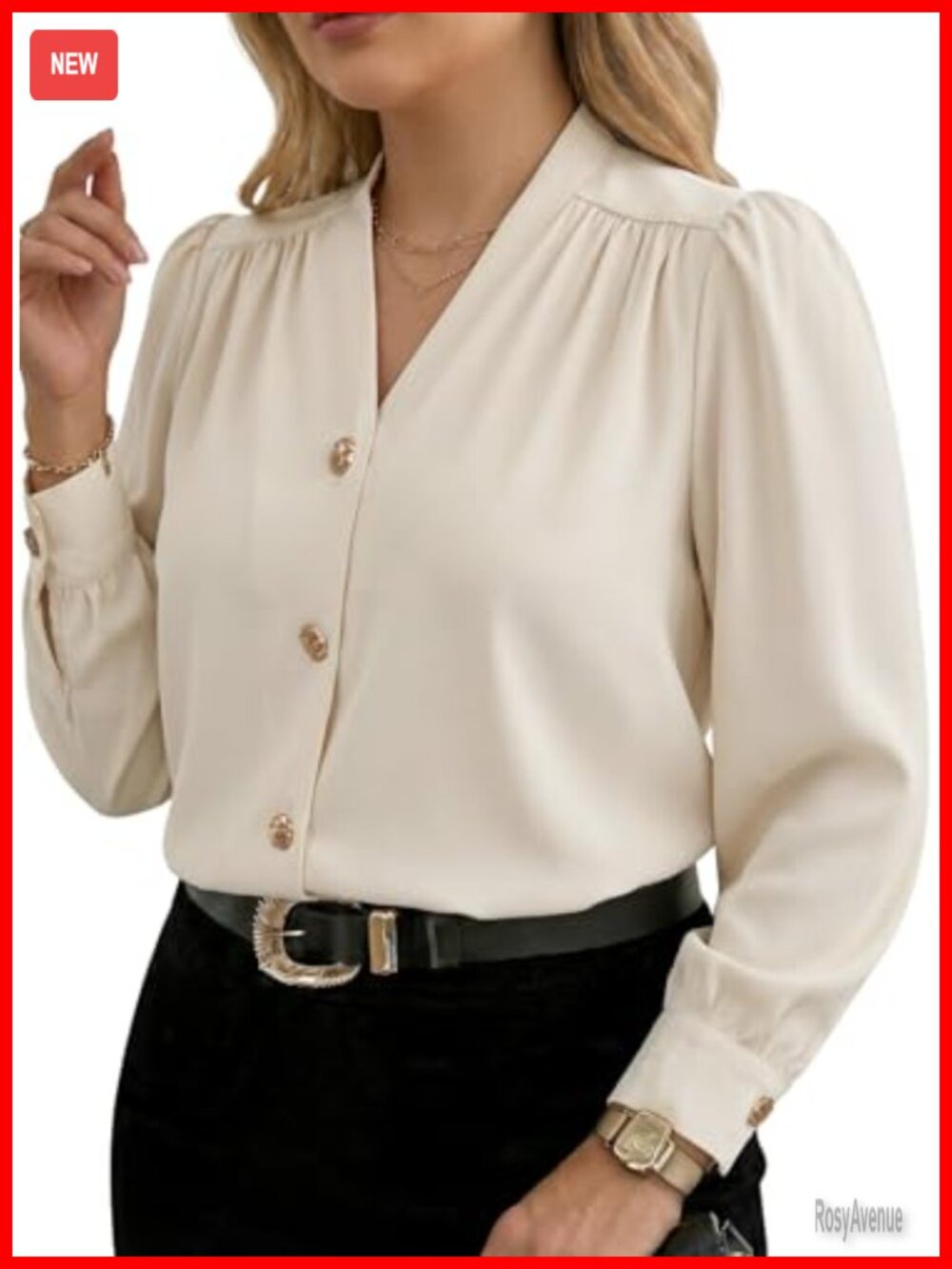 Plus Size Button Down Shirt Pleated V Neck Long Sleeve Tunic Top